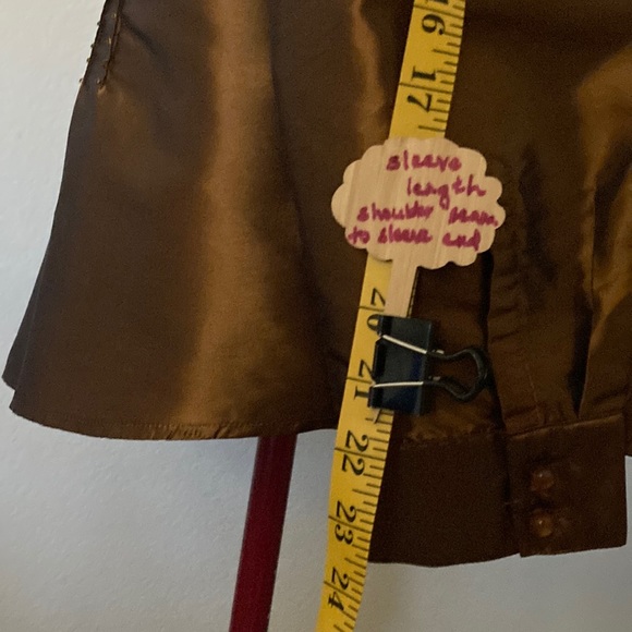 Coldwater Creek concealed buttoned down copper metallic 3/4 sleeves XL blouse - Picture 4 of 12